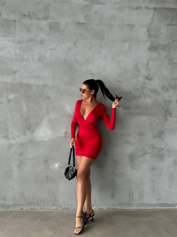 Rochie part dress Fifi, Rosu - Img 3