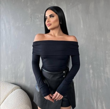 Bluza mulata cu umerii goi Lolo, Negru - Img 2