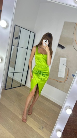 Rochie pe Corp, Bretele si Decolteu, Picior dezgolit, Turcoaz - Img 1