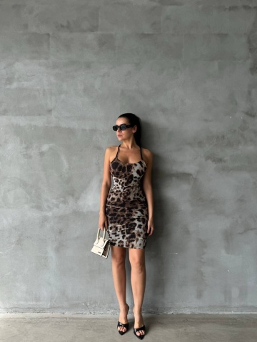 Rochie part dress Chloe, Leopard Print - Img 3