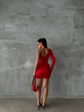 Rochie part dress Mila, Rosu - Img 2