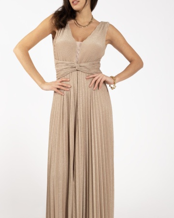 Rochie , Maxi, Eleganta si evazata, Decolteu, Mud - Img 1