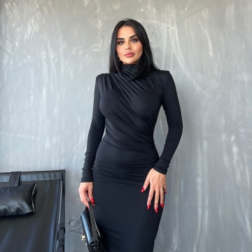 Rochie maxi lunga pe corp Saffron, Negru engros - Img 2