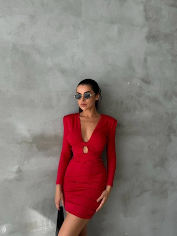 Rochie part dress Sophie, Rosu - Img 2