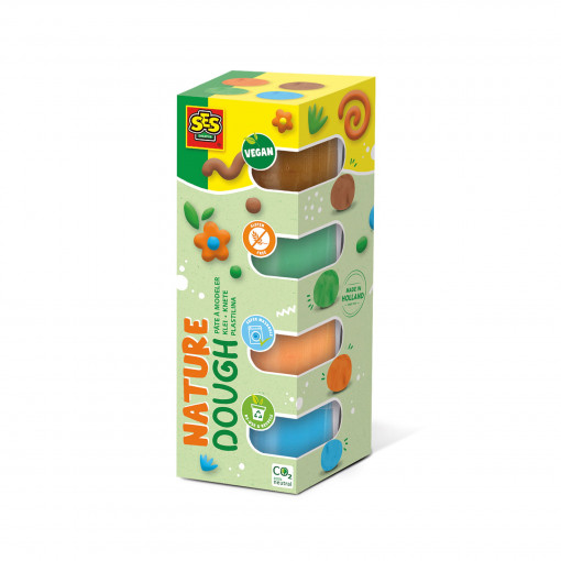 Plastilina colorata vegana pentru copii SES Nature 4 x 90 gr