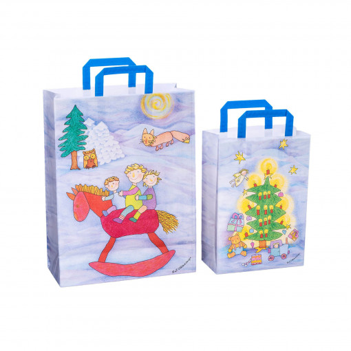 Sacosa cadou din hartie - X-mas copii (L - 32 x 14 x 42cm, 90g)