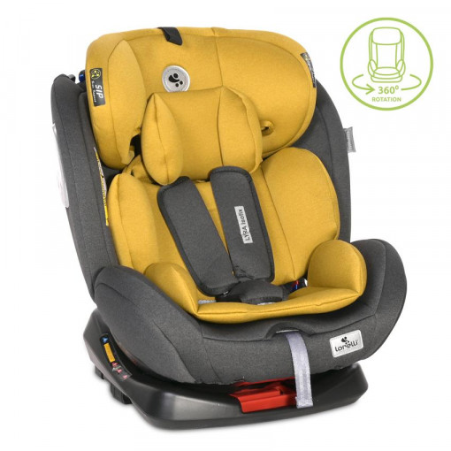 Scaun auto Lyra Isofix, rotativ 360 grade, 0-36 kg, Black & Lemon Curry