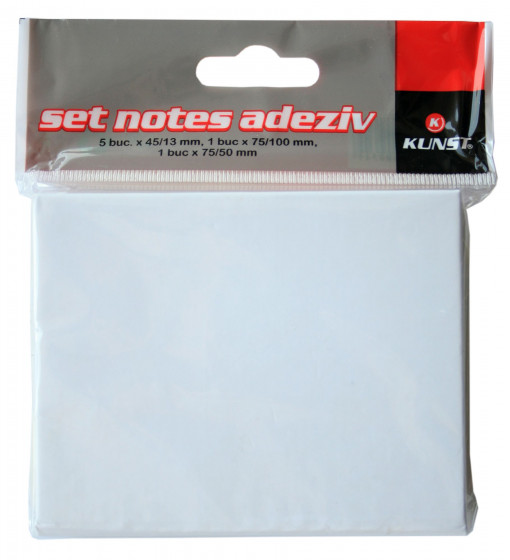 Set Notes Adeziv Kunst 5 buc. x 45/13 mm, 1 buc x 75/100 mm, 1 buc x 75/50 mm kg lipici non-permanent multicolor