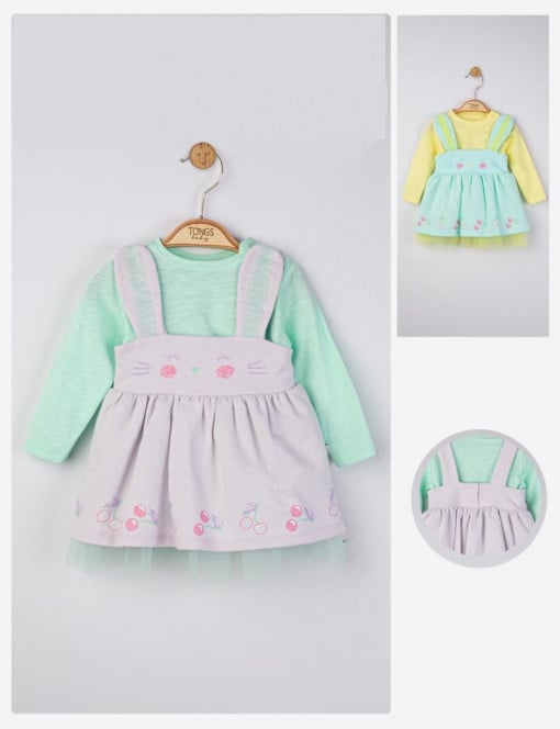 Set rochita cu bluzita pentru fetite Cirese, Tongs baby (Culoare: Verde, Marime: 12-18 Luni)