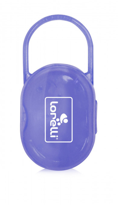 Suport transparent cu maner pentru 2 suzete sau tetine, Violet