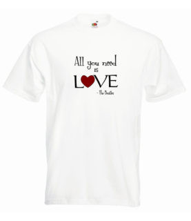 Tricou alb "all you need is love" bărbați