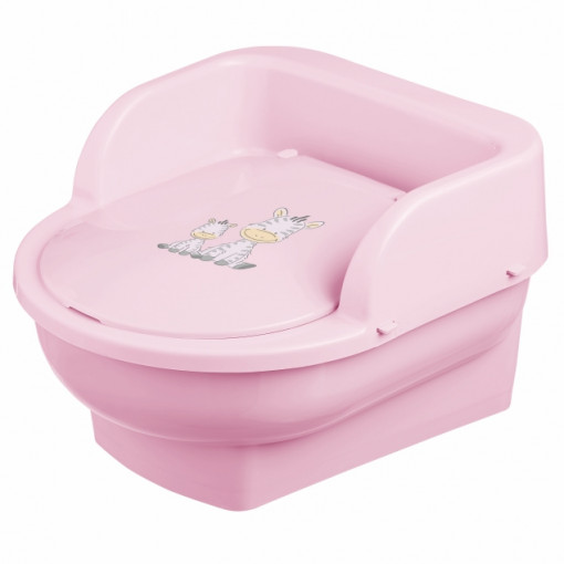 Olita copii, mini toaleta, recipient detasabil, Zebra Light Pink, Maltex Baby