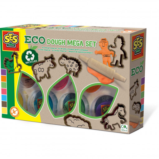 Set creativ - Plastilina eco cu unelte din lemn, set mare