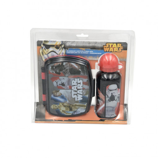 Set recipient apa Al 500ml si cutie pranz Star Wars rosu