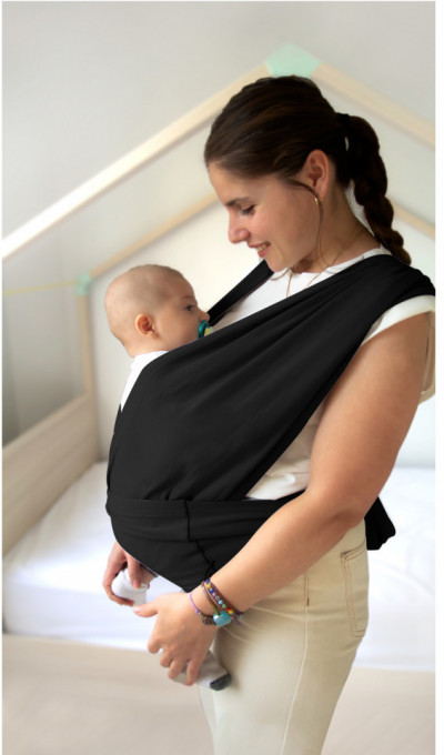 Sistem de purtare wrap elastic pentru bebelusi BabyJem (Culoare: Negru)