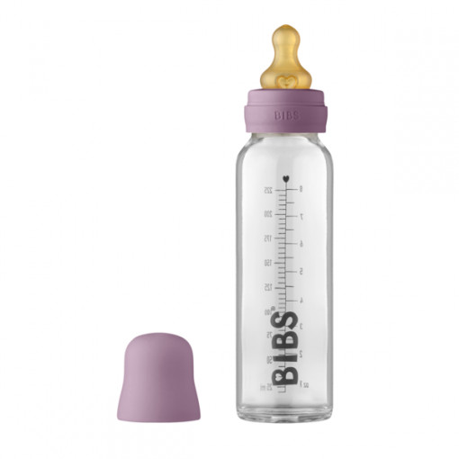 BIBS - Set complet biberon din sticla anticolici, 225 ml, Mauve