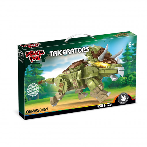 Dinozaur de jucarie - Set constructie Triceraptos (450 piese)