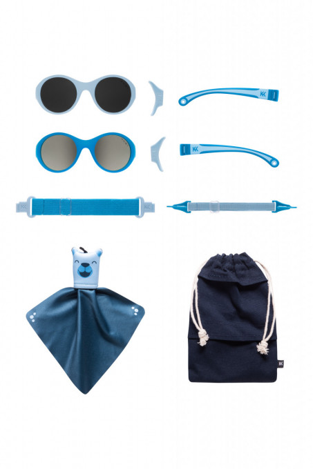 Ochelari de soare pentru copii MOKKI Click & Change, protectie UV, bleu, 0-2 ani, set 2 perechi