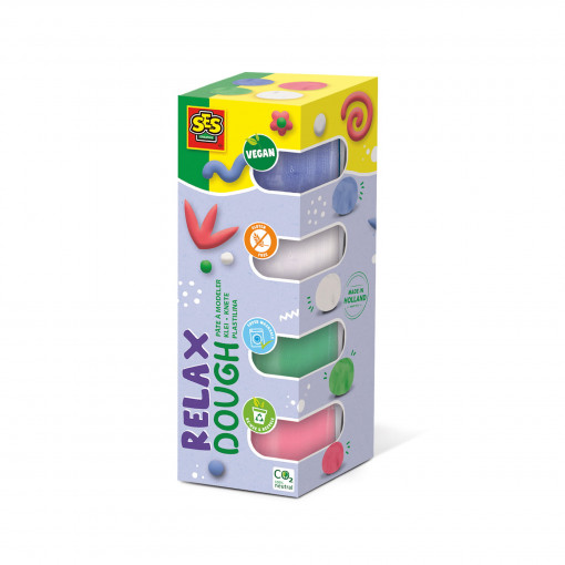 Plastilina colorata vegana pentru copii SES Relax 4 x 90 gr