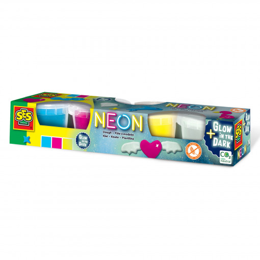 Plastilina culori neon si fluorescenta 4 x 90 gr