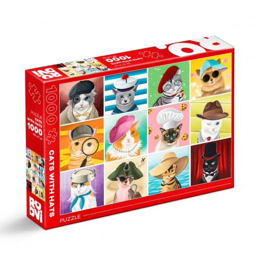 Puzzle Cats with Hats - Puzzle adulți 1000 piese