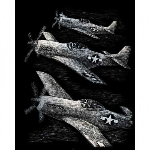 Set gravura pe folie argintie Avioane de lupta