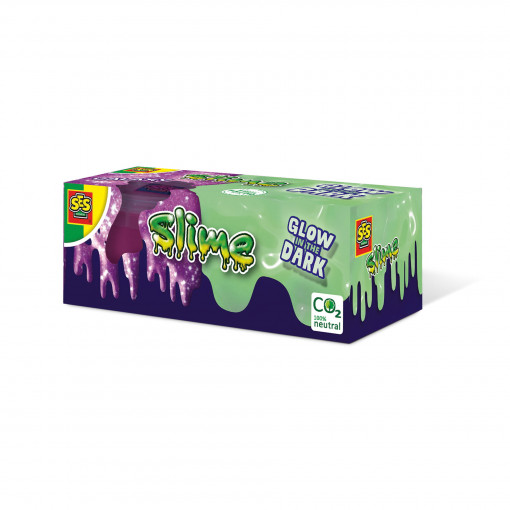 Slime colorat fluorescent cu sclipici pentru copii (2x120 gr.)