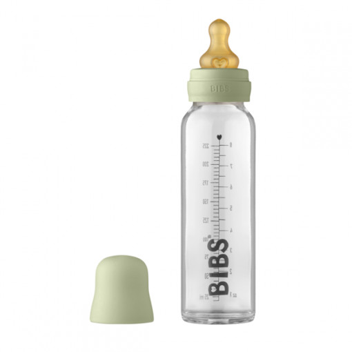 BIBS - Set complet biberon din sticla anticolici, 225 ml, Sage