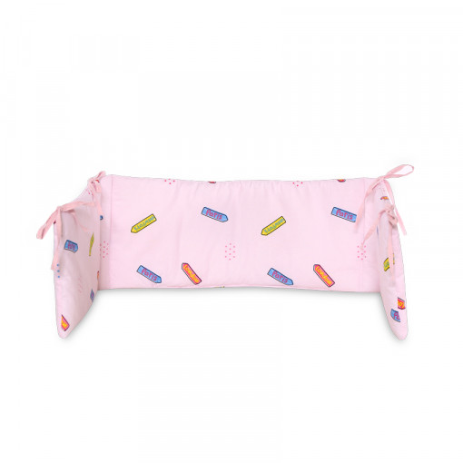 Protectie laterala pat, 140x27 cm, bumbac ranforce, Pink