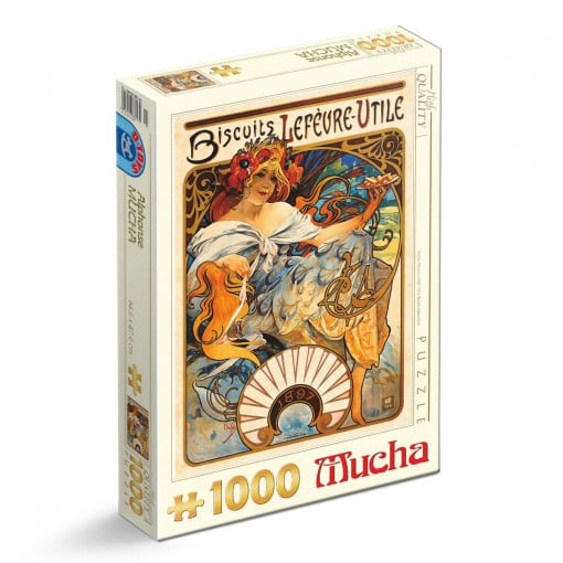 Puzzle Alphonse Mucha - Puzzle adulți 1000 piese - Biscuits Lefevre-Utile