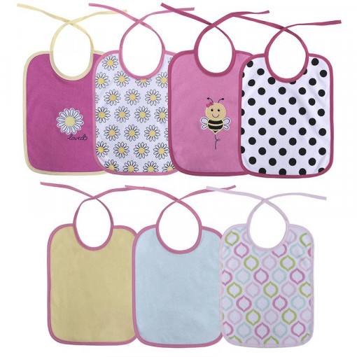 Set 7 bavete, bumbac ambele fete, 20x25,5 cm, inchidere cu snur, Pink