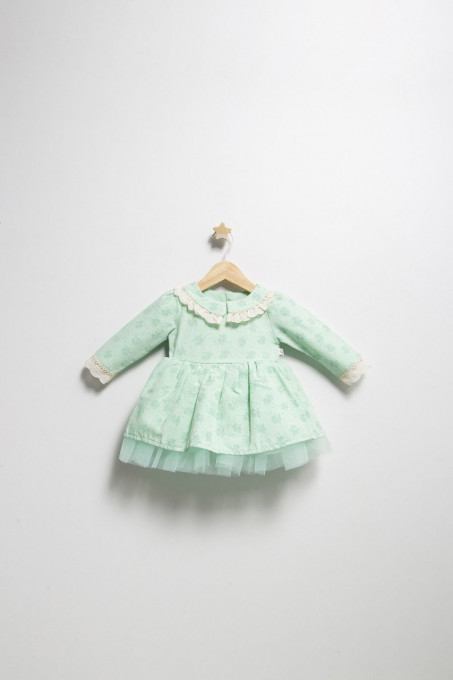 Rochita eleganta pentru fetite Elbise, Tongs baby, cu tulle si volane (Culoare: Verde, Marime: 12-18 Luni)