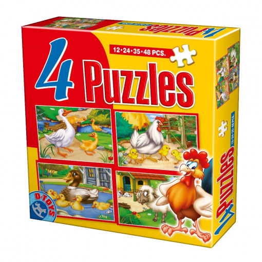 Set 4 puzzle-uri Animale de 12, 24, 35 și 48 piese