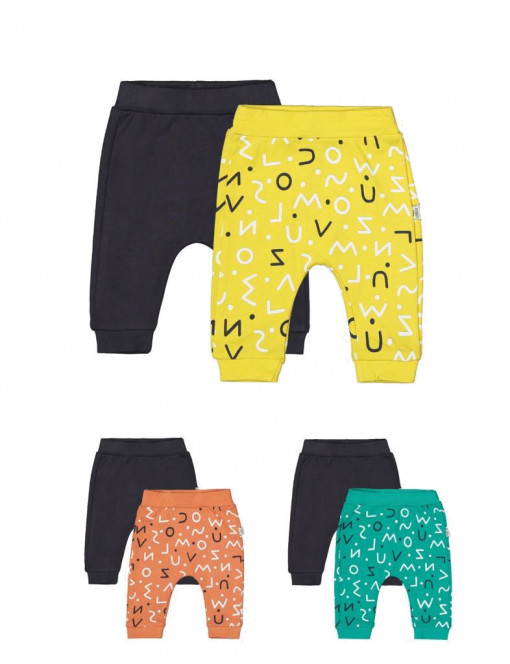 Set de 2 perechi de pantaloni Litere pentru bebelusi, Tongs baby (Culoare: Galben, Marime: 9-12 luni)
