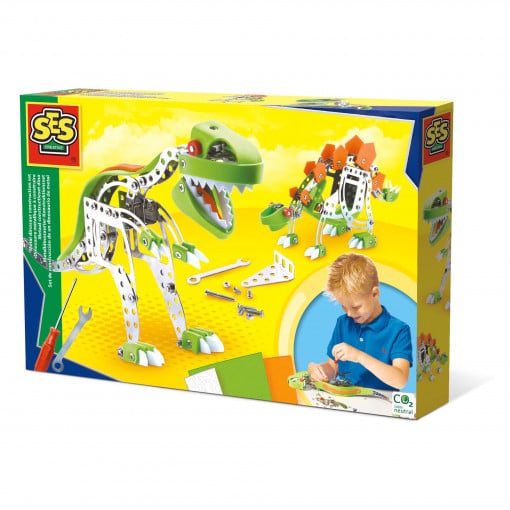 Set de constructie copii - Dinozauri din metal T-rex si Stegosaurus