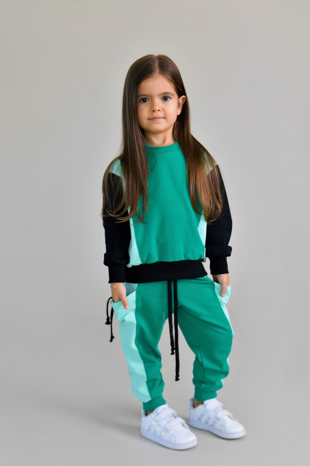 Trening color block Brumy-Kids F087 verde, 110 cm, 5 ani