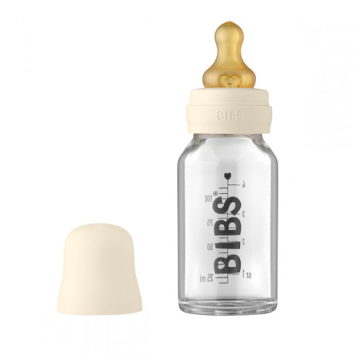 BIBS - Set complet biberon din sticla anticolici, 110 ml, Ivory