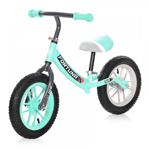 Bicicleta de echilibru, Fortuna Air, 2-5 Ani, 12 inch, anvelope cu camera, jante cu leduri, Grey & Green