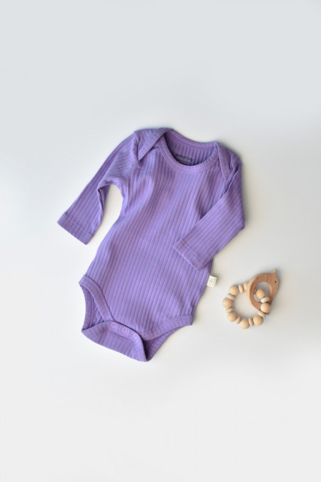 Body Bebe Unisex cu maneca lunga din 95% bumbac organic cu 5% elastan - Mov, BabyCosy (Marime: 18-24 Luni)