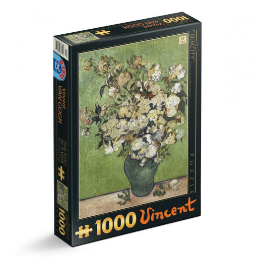 Puzzle Vincent Van Gogh - Puzzle adulți 1000 piese - Pink Roses in a Vase