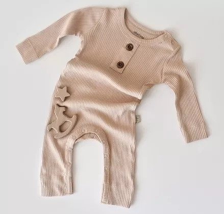 Salopeta cu maneca lunga si pantaloni lungi din bumbac organic si modal - Blush BabyCosy (Marime: 12-18 Luni)