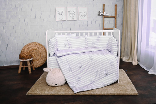 Set lenjerie pat 7 piese Lily, bumbac ranforce, Grey Striped