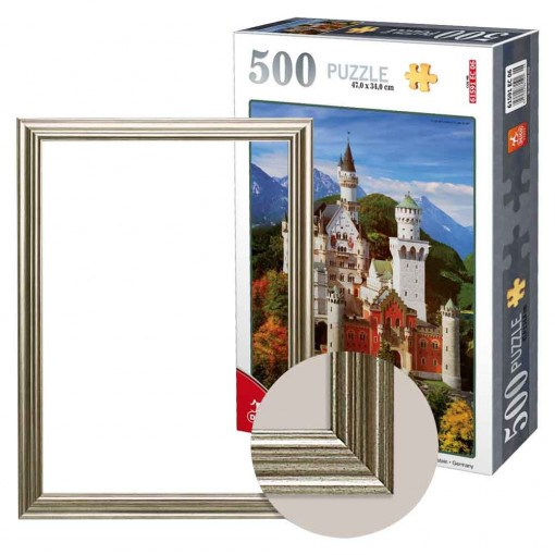 Set Puzzle Castelul Neuschwanstein, 500 piese + Ramă cu folie transparentă 48.2 x 34.2 cm