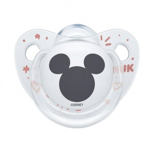 Suzeta Nuk Disney Mickey Silicon 0-6 luni M1 Transparent/Roz