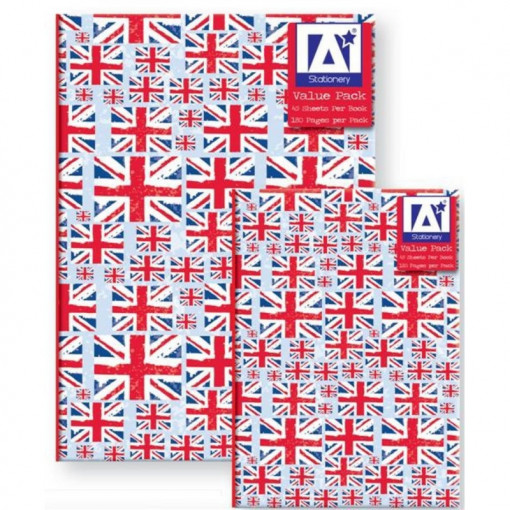 Set 2 caiete A6/A5 cu coperti cartonate model Steag Marea Britanie - Img 1