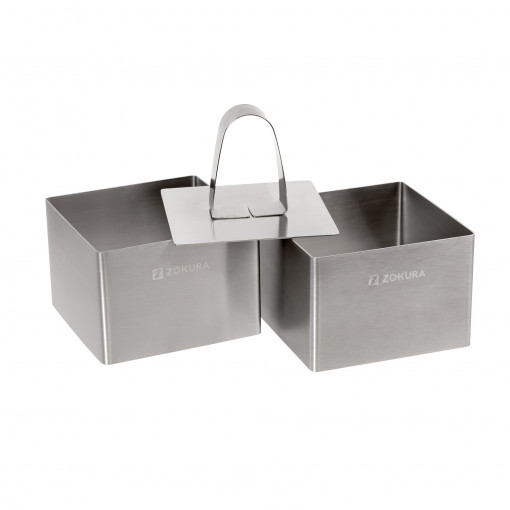 Set 2 forme decorare patrate si presa, inox, 7x7x5cm - Zokura