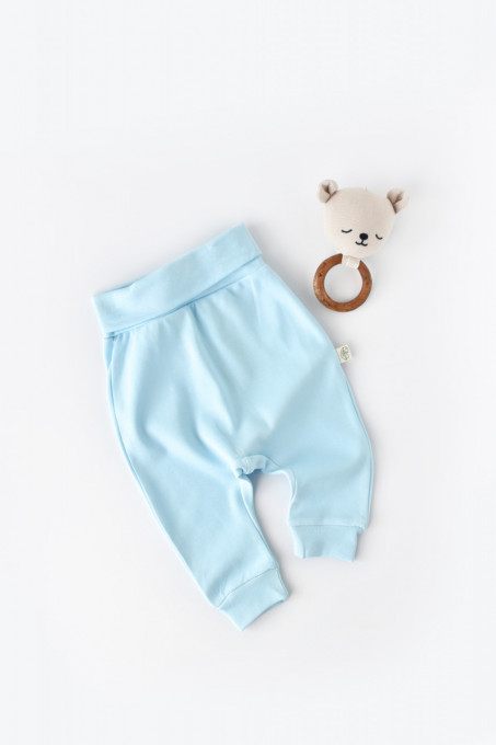 Pantaloni Bebe Unisex din bumbac organic Bleu BabyCosy (Marime: 6-9 luni)