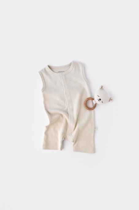 Salopeta fara maneci si pantaloni scurti - 100% bumbac organic - Stone, BabyCosy (Marime: 18-24 Luni)