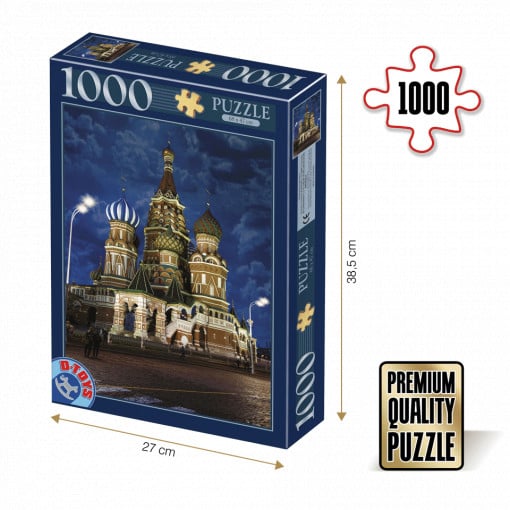 Puzzle Catedrala Sfântul Vasile din Moscova - Puzzle adulți 1000 piese - Peisaje de Noapte