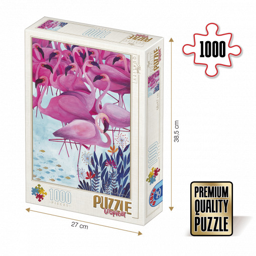 Puzzle Kürti Andrea - Puzzle adulți 1000 piese - Tropical - Flamingo